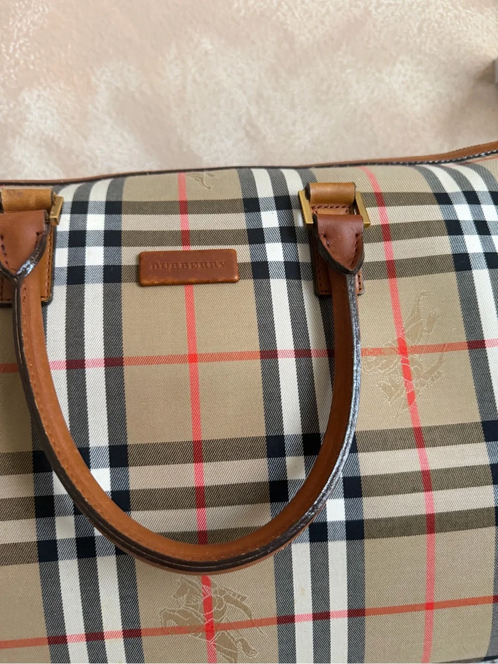 Burberry checkered duffle bag